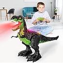 BAZOVE Remote Control Dinosaur Toys for Boys, Electric T-rex Dinosaur Robot Toy, 2.4Ghz RC Walking Dinosaur Toy with Rotation Stunt, LED Light & Sound, Gifts for Kids 3-5 Years Old