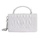 Lino Perros Womens White Quilted Flap handbag (OFFWHITE)