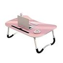 Bhabha Sales® Laptop Table for Home, Foldable Laptop Stand with Cup Holder, Laptop Table for Bed and Office, Study Table, Breakfast Table, Foldable and Portable/Ergonomic, (Baby Pink)