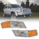 Wocch 2pcs Front Turn Signal Light Cover Left & Right Side Marker Parking Corner Lights Lamp Lens for 2007-2017 Jeep Patriot Replacement Accessories OE# 68004181AC 68004180AC CH2526102 CH2527102