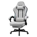 CELLOFILL Gaming Chair with Footrest Fabric Office Chair with Pocket Spring Cushion and Linkage Armrests, High Back Ergonomic Chair,Chaise de Bureau