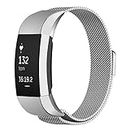 for Fitbit Charge 2 Band Metal Stainless Steel Milanese Loop Wristband Strap AUS (Silver, Large)