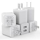 6Pack USB Wall Charger, iGENJUN 2.4A Phone Charger Dual USB Port Cube Power Plug Adapter Fast Wall Charger Block Compatible with iPhone 15/15 Pro/14/14 Pro, Samsung Galaxy, Pixel, LG, Android-White