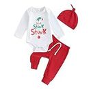 Lamuusaa Newborn Baby Boy Christmas Outfit My First Christmas Romper Onesie Long Pants Hat 3Pcs Fall Outfits 0-24M, White a, 0-3 Months