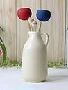 Purezento Ceramic Jug | Container Shape Vintage Tall Vase Pitcher Jug Farmhouse Home Decor for Centrepieces Living Room Kitchen Bedroom Apartment Office,White