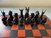 Dragon Chess pieces set Collectible toy and Dragon Fanart 30x30cm Wooden Board