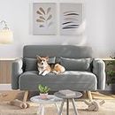 Yaheetech Small Modern Fabric Loveseat Small Sofa Upholstered Couch 116cm Futon Settee Lounge with Tapered Legs for Dorm/Office/Bedroom/Living Room Furniture Light Gray