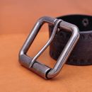 Barra de cuero con hebilla de cinturón de rodillo para hombre de 2" (51 mm) plata antigua
