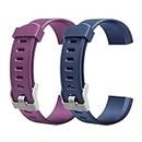 ID115Plus HR Replacement Bands Adjustable Silicone Sport Wrist Strap Replacement Band for Smart Bracelet Fitness Tracker (Blue Purple)