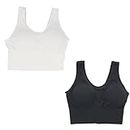 Delta Burke Intimates Women's Plus Size Seamless Long Line Comfort Bra Set (2 pr), Black & White, 2X