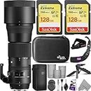 Sigma 150-600mm 5-6.3 Contemporary DG OS HSM Lens for Canon DSLR Cameras with 2pcs SanDisk 128GB SD Cards & Altura Photo Complete Accessory and Travel Bundle