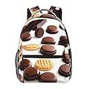 PIXOLE Corgi Floral Flowers print Shoulders Book Bag,School Travel Backpack.Back to School Gift Casual Travel Bag Men Women, Cookies Food Chocolate Chip Biscuits, One Size