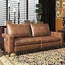 Esright Leather Couch for Living Room, Sleeper Small Brown Faux Leather Mid-Century Modern Couch Leather Sofas, 79" Wide Sofas & Couches Living Room Loveseat Furniture