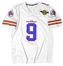 90s Football Jersey for Party,Bobby Boucher #9 The Waterboy Sandler 50th Anniversary Movie Football Jersey, White, Medium
