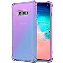 KIOMY Clear Case for Samsung Galaxy S10E, Shockproof Bumper Protective Cover with Airbags Corners Hybrid Design Hard PC Back with Flexible TPU Frame Purple Blue Gradients Color