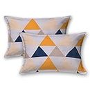 JAXMOM A FURNISHING HUB Soft Cotton Pillow Covers Skin Friendly Triangle Printed Pillow Cases Set of 2 Pcs 17x27 Inches (Multicolor)