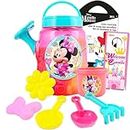 Walt Disney Studio Minnie Mouse Watering Can Set Minnie Water Toys ~ 6 Pc Minnie Mouse Beach Toy Bundle with Watering Can, Shovel, and More Plus Stickers (Minnie Mouse Water Toys)
