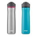 Contigo Cortland Chill 2.0 Water Bottle with AUTOSEAL Lid | Stainless Steel Water Bottle, 24 oz., 2-Pack, Juniper & Dragon Fruit