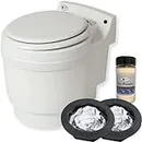 Laveo Dry Flush Toilet - Waterless, Portable, Self Contained and Easier to Use than an Incinerating or Composting Toilet. Great for Tiny Homes, Vans, Boats, Camping, RVs and Off Grid, LDPE, White