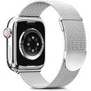 Higgs Upgraded Strap Compatible with Apple Watch Straps 41mm 40mm 38mm Women Men, Dual Magnetic Adjustable Replacement Band for iWatch Series 9 8 7 6 5 4 3 2 1 SE,Fashion Metal Strap Silver