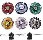Gyros 6 Pack Bey Burst Battling Tops Metal Fusion Starter Set with Stickers Two Launchers