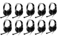 10 Pack Bulk Classroom Headphones - On-Ear Premium Student Headsets w/Microphone