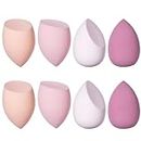 Beauty Blender, 8 Pièces éponge Fond de Teint éponge Maquillage pour Fonds de Teint, Poudres Liquides, Etc, éponge de Maquillage Existe en 3 Formes-Violet (Rose)