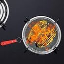 Yumun Stainless Steel 304 Grade Phulka Grill for Gas Stove, Grill Tawa Jali for Kitchen Cooking, Roti Grill Basket Pulka Pan Roaster Grill with Handle, Steel Papad Jali, Mesh Brinjal Roaster 9 Size