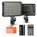 Neewer Dimmable 176 LED Video Light on Camera LED Panel with 2200mAh Li-ion Battery and Charger for Canon, Nikon, Samsung, Olympus and Other Digital SLR Cameras for Photo Studio Video Photography