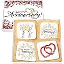 Happy Anniversary Cookies Gift Basket 4 PACK For Men Women Wife Husband Wedding Engagement Boyfriend Girlfriend Spouse | Nut Free | Kosher
