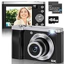56MP 5K Digital Camera 10X Optical Zoom, Front and Rear Dual Cameras with 2.8" IPS Touch Screen, Video Vlogging Cameras for Photography with 64G Micro Card, Compact Point and Shoot Cameras for Gifts