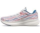 Saucony Women's Ride 15 Sneaker, White/Blue/Red, 7