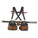 Bucket Boss - AirLift Tool Belt with Suspenders, Tool Belts - Original Series (50100) with 12 pockets, Brown, 52 Inch