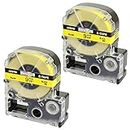 2 x Label Tapes Replacement for SC9YW LC-3YBW LC-3YBW9 Black on Yellow (9mm x 8m) Compatible with Epson LabelWorks LW-300 LW-300L LW-400 LW-500 LW-600P LW-700 LW-900P LW-1000P King Jim Tepra Pro