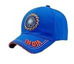 Men's and Women's India Cricket Cap- Original Quality Head Caps for Men -Unisex Mens Cap- Adjustable Buckle Caps for Men- All Sports Cricket Caps for Men Women- Fans Sports Caps Blue