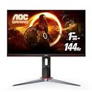 AOC 24G2 24" Frameless Gaming IPS Monitor, FHD 1080P, 1ms 144Hz, Freesync, HDMI/DP/VGA, Height Adjustable,Black/Red