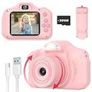 Yoophane Upgrade Kids Selfie Camera,Christmas Birthday Gifts for Kids 6 7 8 9 10 Year Old Boys Girls,2.4 Inch Digital Camera Toys for Kids 3-12 Year Old 1080P Video Recorder with Flash(Pink)