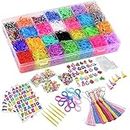 DasKid 12100+ Rubber Bands Refill Loom Set 11,000+ Loom Bands 42 Colors 600 Clips 200 Beads + 52 ABC Beads 30 Charms 10 Backpack Hooks 10 Tassels 5 Crochet Hooks 5 Hair Clips +ABC & Number Stickers