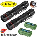 2 Packs 1200000lm LED Flashlight USB Rechargeable Super Bright Torch Lamp Light