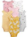 Simple Joys by Carter's 6-Pack Sleevless Bodysuit Body, Multicolor/Floral/Lunares/Rayas, 0 Meses (Pack de 6) bebés niñas