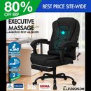 ELFORDSON Massage Office Chair with Footrest Black Fabric Executive Gaming Seat