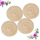 Skylight Fab Brown Jute Round 35 cm Placemats , Natural Beige - Set of 2