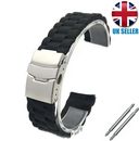 SILICONE RUBBER SPORT WATCH STRAP BAND BLACK 18-20-22-24MM