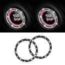 Car Bling Crystal Rhinestone Engine Start Ring Decals, 2 Pack Car Push Start Button Cover/Sticker, Key Ignition Knob Bling Ring, Sparkling Car Interior Accessories for Women (Black)