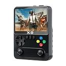 Fiorky Handheld Game X9 Console de Jeu Portable 2000 mAh/6000 mAh Écran IPS 3,5 Pouces Mini Machine de Jeu vidéo avec Carte 32 Go Double Joystick 3D 11 émulateurs pour PSP Cadeau Enfants