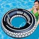 KNYUC MART Swimming Pool Tube for Adults Big Size Cool Black Wheel Tire Men Swimming Ring Adult Inflatable Pool Float Tube Circle Summer Water Toys Air Mattress (35" inch, 88cm)