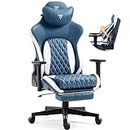 Vigosit Gaming Chair- Gaming Chair with Footrest, Gaming Chair for Heavy People, Ergonomic Adjustable Gamer Computer Chair for Adult, Big and Tall Office PC Chair Gaming, 400LBS, Blue