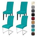 Yugarlibi Chair Covers, Set of 4, Stretch Chair Covers, Swing Chair, Elastic Covers, Chair Cover, Removable, Washable Chairs, Protection for Kitchen, Hotel, Banquet, Wedding (Peacock Blue, Set of 4)