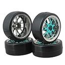 BQLZR Blue Plastic Y Shape Hub Wheel Rim with Smooth Tires for RC 1:10 On-Road Racing Car & Drift Car Pack of 4