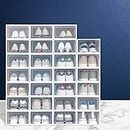 ADVWIN 27 Pack Shoe Boxes Stackable, Plastic Shoe Storage Boxes with Clear Door and 1*Shoe Bag, Shoe Containers Fit Women and Kids, Healthy Material & Space Saving